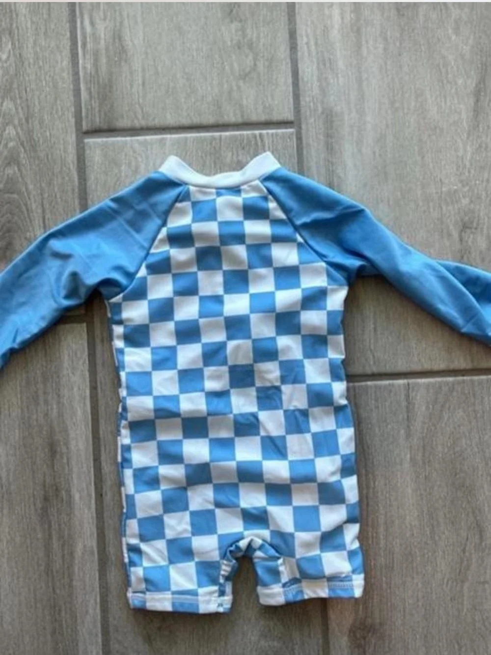 Disney Baby Blue & White Check Mickey Kids Rash Guard